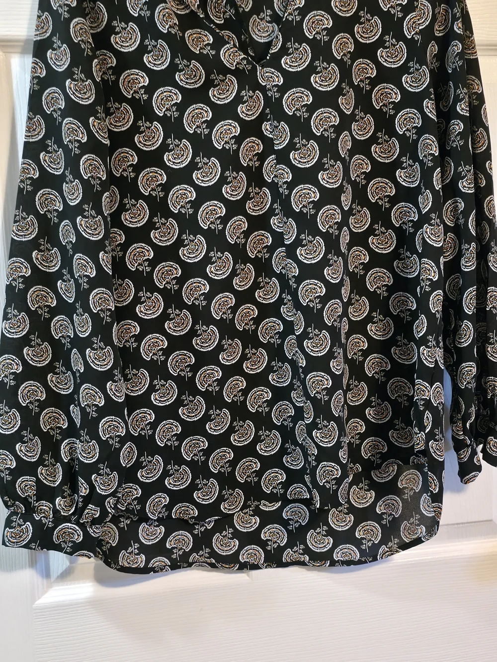 4/$67 Deal! Pleione Black Paisley Print Blouse - Picture 3 of 12